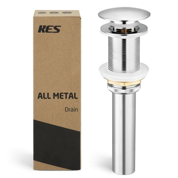 KES Bathroom Sink Drain Pop Up Drain Stopper Without Overflow Polished Chrome Stainless Steel