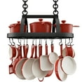 thumbnail image 1 of KES Black Ceiling Pot Rack 34 inch Hanging Pot Rack for Kitchen Oval Pot and Pan Rack Pot Hanger with 20 S Hooks (For 16" and 24" Stud Mount), 1 of 12