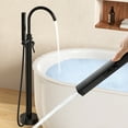 thumbnail image 1 of KES Free Standing Bathtub Faucet with 2 Function Handshower (Sprayer and Shower), High Flow 2-Min Fill Floor Mount Tub Filler, Reinforced Non-Wobble Base, Matt Black, WMBF006F18BK, 1 of 10
