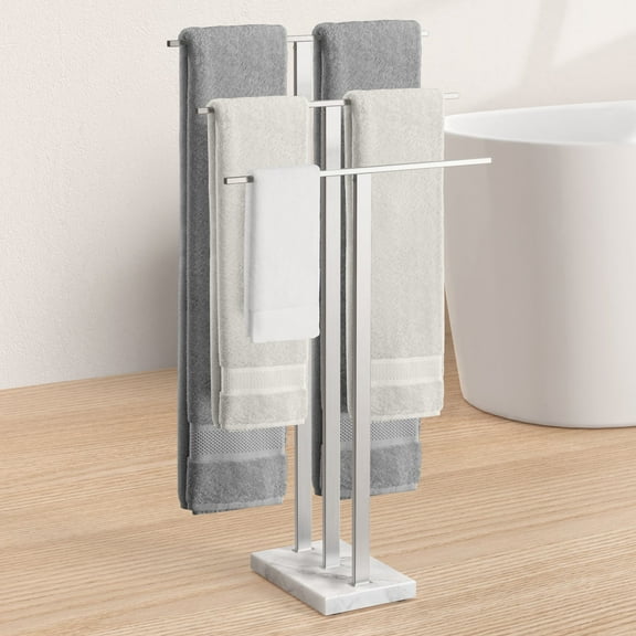 KES Free Standing Towel Rack 3-Tier with Heavy Marble Base, Standing Towel Racks for Bathroom 18/8 Stainless Steel Brushed