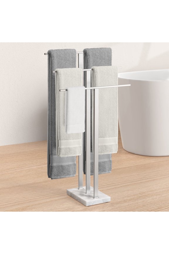 Free Standing Towel Rack 3-Tier with Heavy Marble Base, Standing Towel Racks for Bathroom 18/8 Stainless Steel Brushed