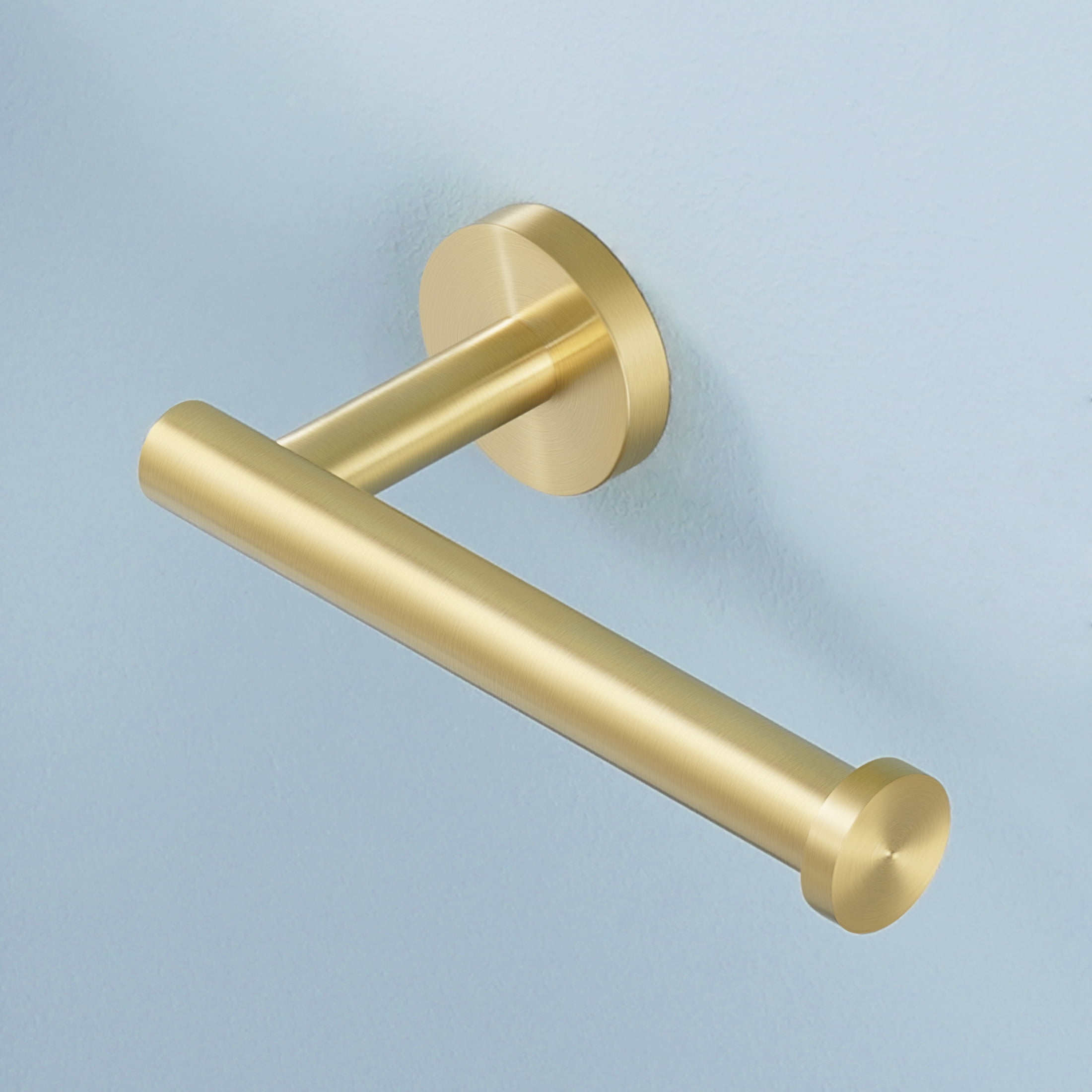 Tileon Stainless Steel Wall-Mount Single Post Toilet Paper Holder in Brushed Gold