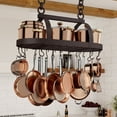 thumbnail image 1 of KES Oiled Bronze Hanging Pot Rack, 34 inch Heavy Duty Oval Pot and Pan Hanging Rack Ceiling Mount for Kitchen, Pot Pan Hangers with 20 Hooks (for 16" and 24" Stud Mount), 1 of 10
