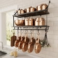 thumbnail image 1 of KES Pot Rack Wall Mounted 30 inch Pots and Pans Hanging Rack for Kitchen Storage, 2-Tier Wall Shelf with Guard Rail Organizer with 12 Hooks, 1 of 11