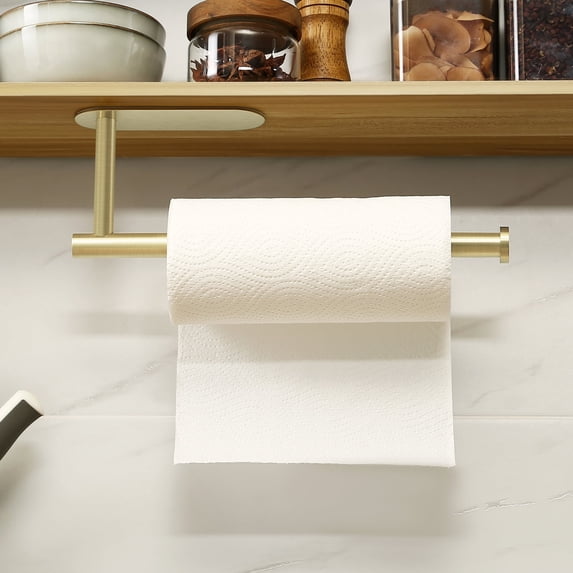 KES Self Adhesive Paper Towel Holder for Kitchen Brushed Gold SUS304 Stainless Steel