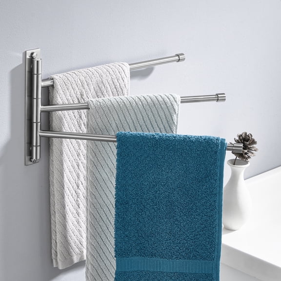 KES Swivel Towel Bar Swing Out Multiple 3 Arm Bathroom Towel Rack Wall Mount Brushed