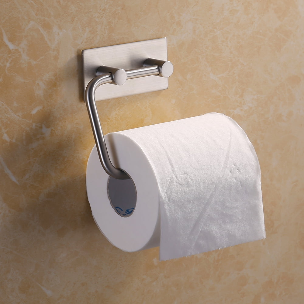 1pcs Self Adhesive Bathroom Accessories Set No Drill Brush Finish Towel Bar  Towel Hook Towel Ring Toilet Paper Holder (Color : B Tower Hanger)