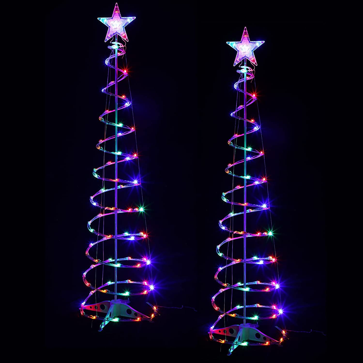 KESHENGDA 2 Pack 6 Ft Spiral Christmas Trees Outdoor Light Up Christmas