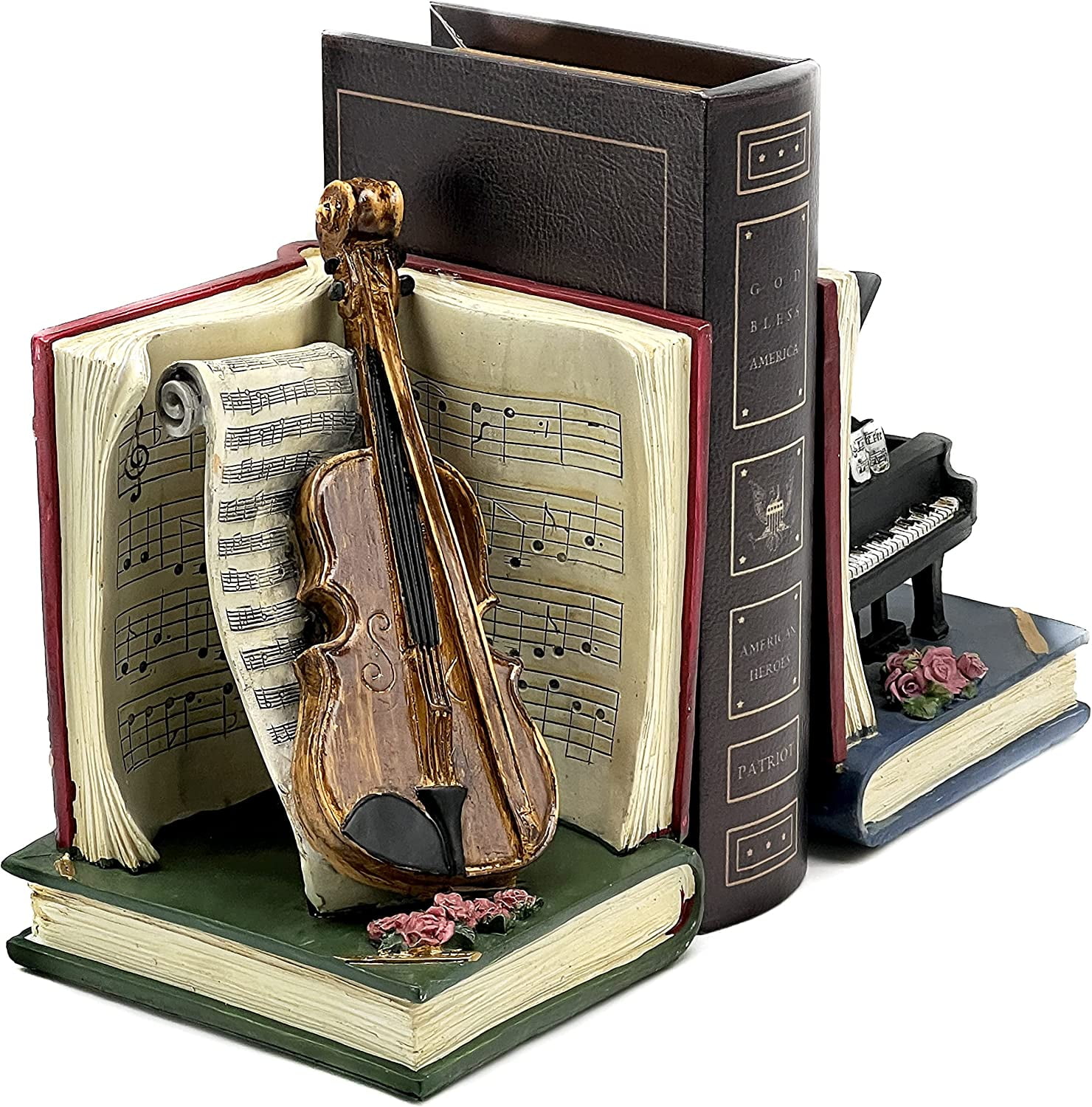 KESHENGDA 20430 Decorative Bookend Music Lover Vintage Antiques Book