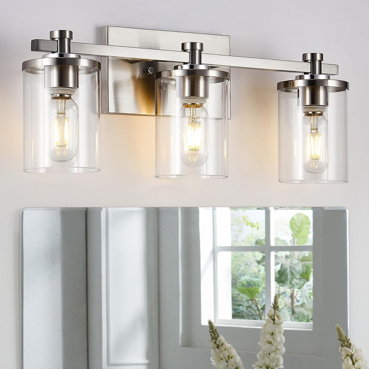 KESHENGDA 3 Light Bathroom Light Fixtures, Brushed Nickel Bathroom