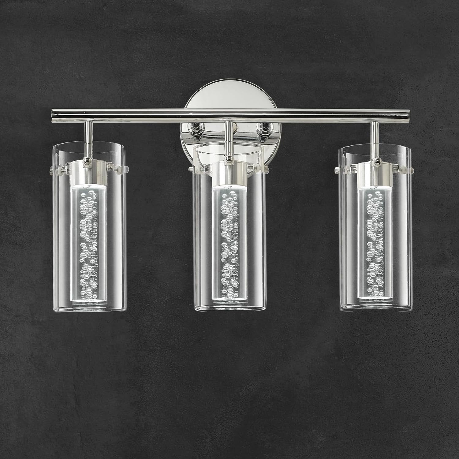 KESHENGDA 3Light Bathroom Light Fixtures, Modern Chrome LED Bathroom