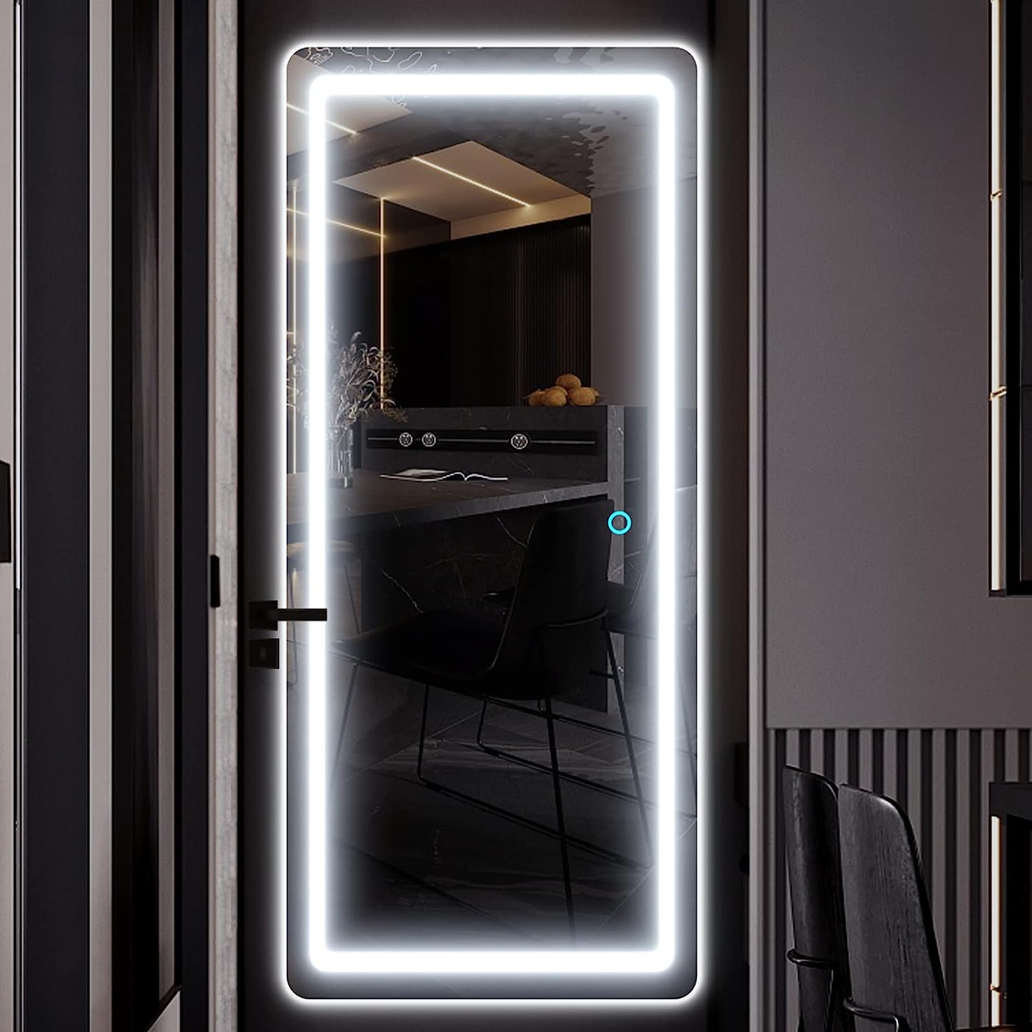 KESHENGDA 40"x16" LED Lighted Wall Mounted Mirror, FullLength Mirror with Lights, Over The Door