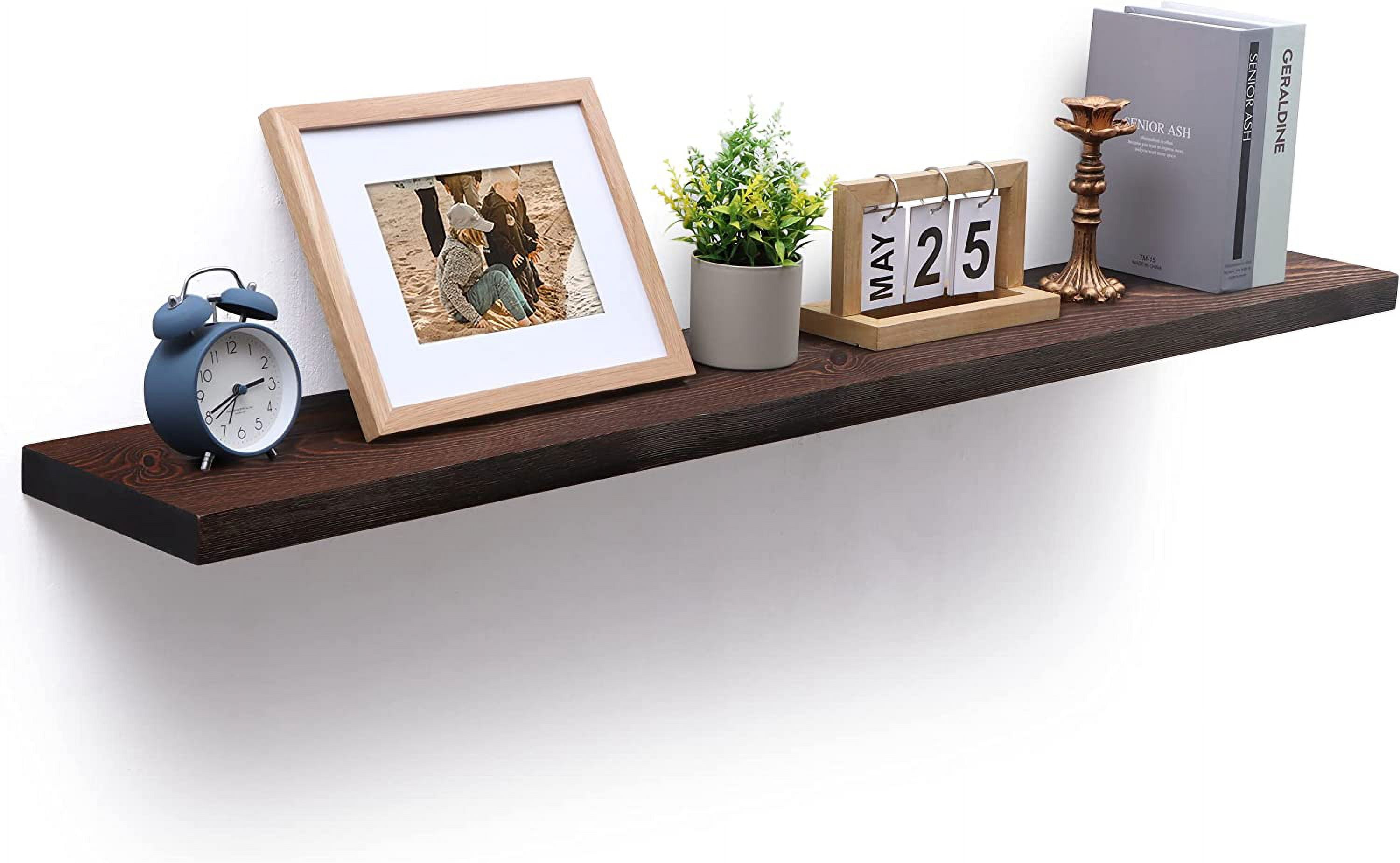KESHENGDA 48 Inch Floating Shelf, 8 Inch Deep Solid Pine Wood Shelves, Rustic Wall Mounted