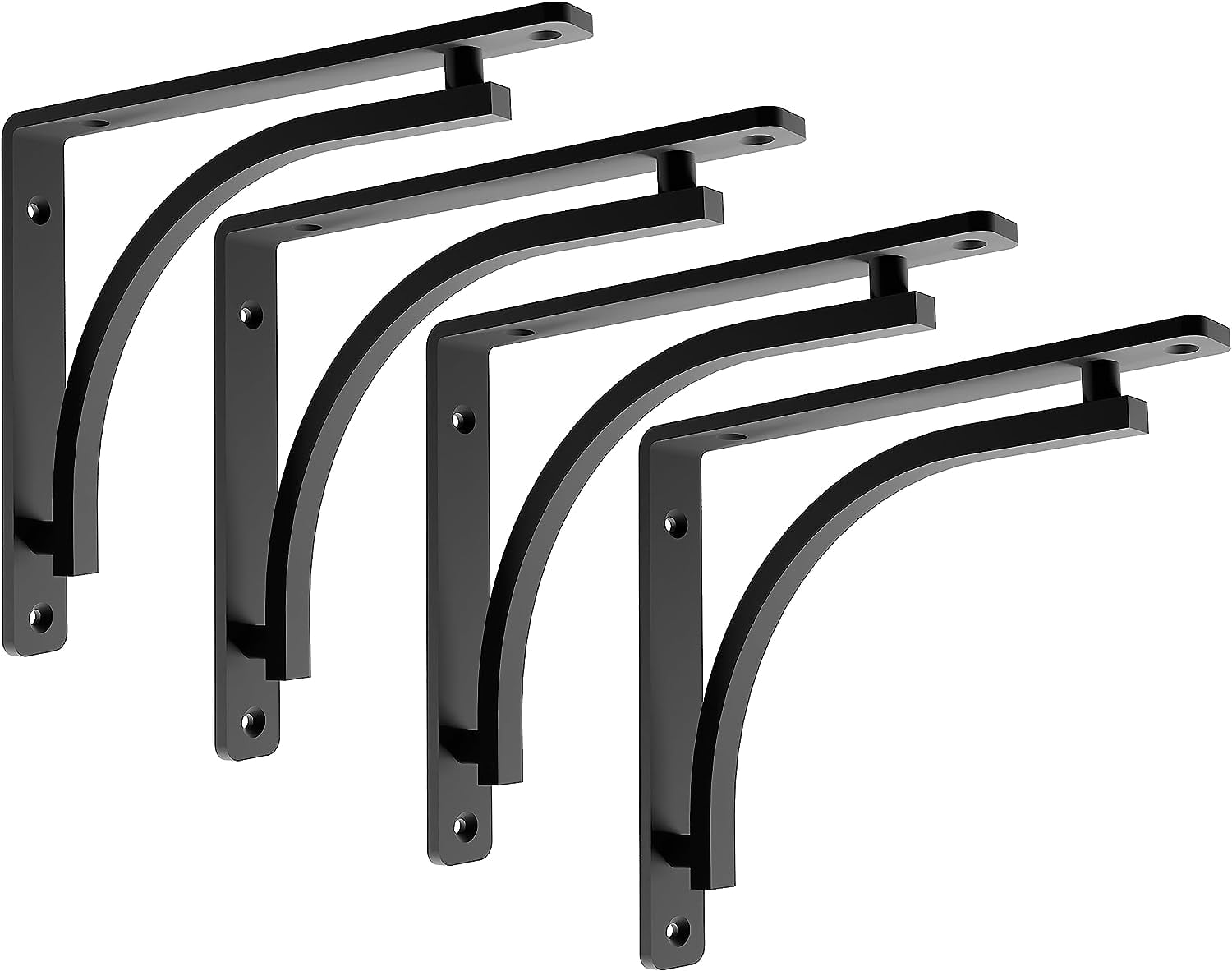 KESHENGDA Black Shelf Bracket for 8", 10", 12" Shelves Pack of 4 Heavy Duty Metal Shelf