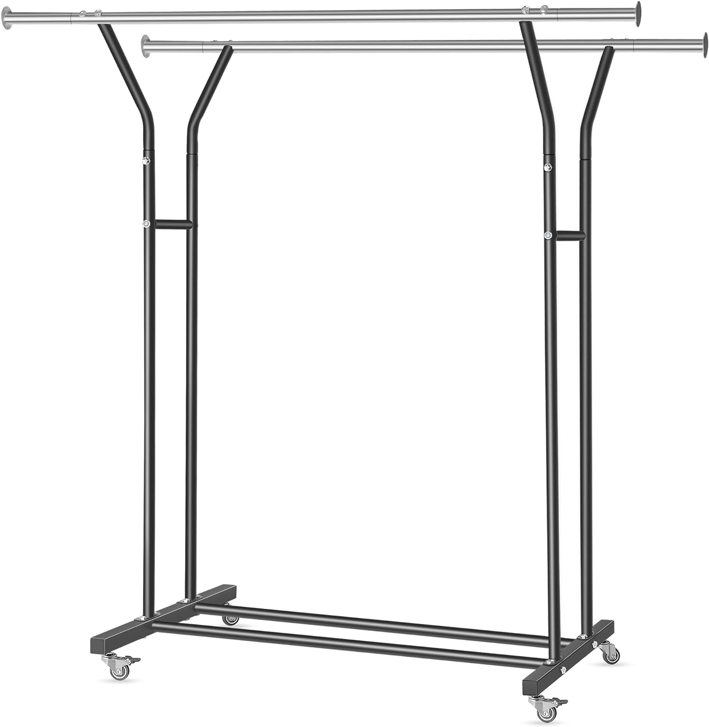 KESHENGDA Clothing Rack, Heavy Duty Clothes Rack with Wheels and Bottom Shelf, 52.36’’ Metal