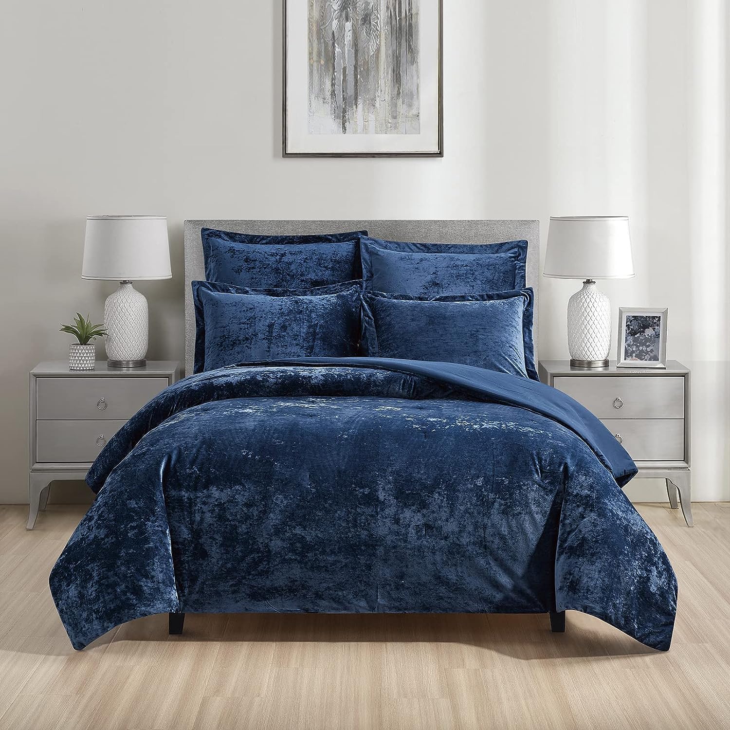 KESHENGDA Crushed Velvet Comforter Set Ultra Soft, Fast
