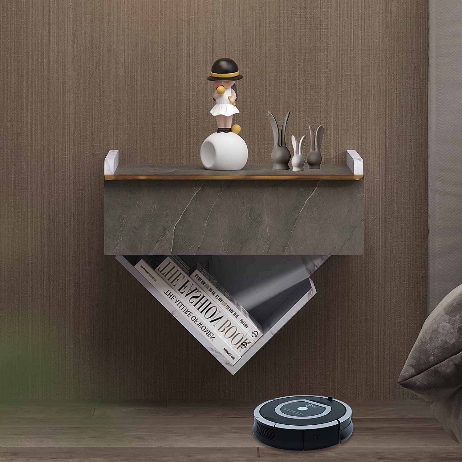 KESHENGDA Floating Nightstand with Drawer,Wall Mounted Night Stand