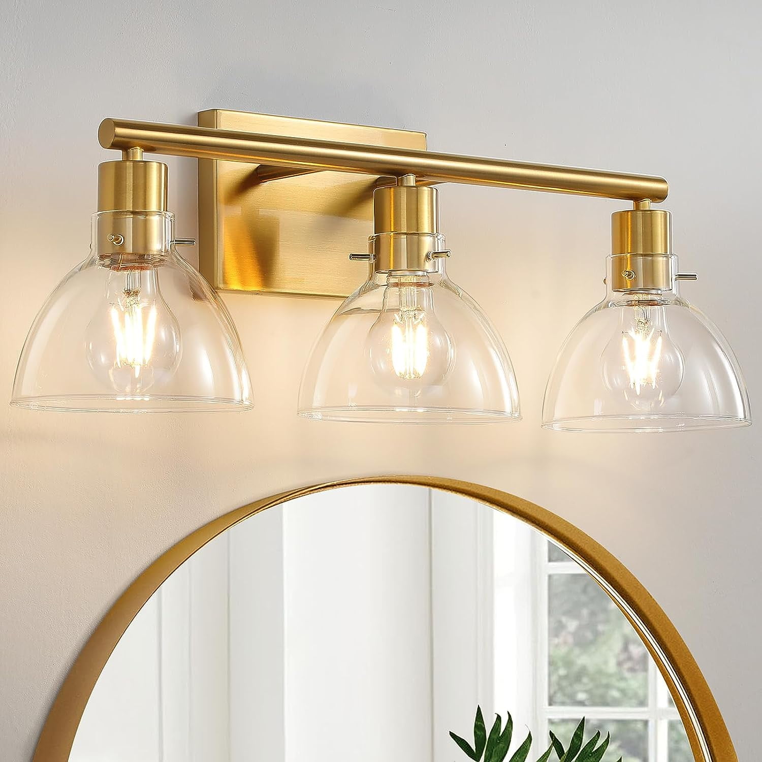 KESHENGDA Gold Bathroom Light Fixtures, 3-Light Modern Vanity Lighting ...