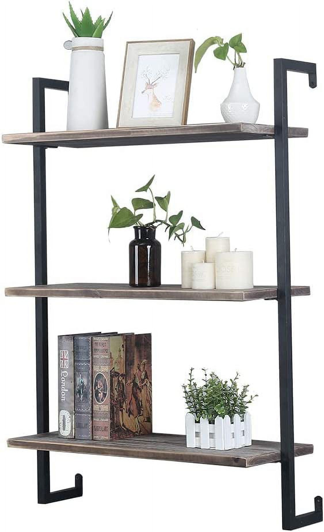KESHENGDA Industrial Metal and Wood Wall Shelf,Floating Wood Shelves