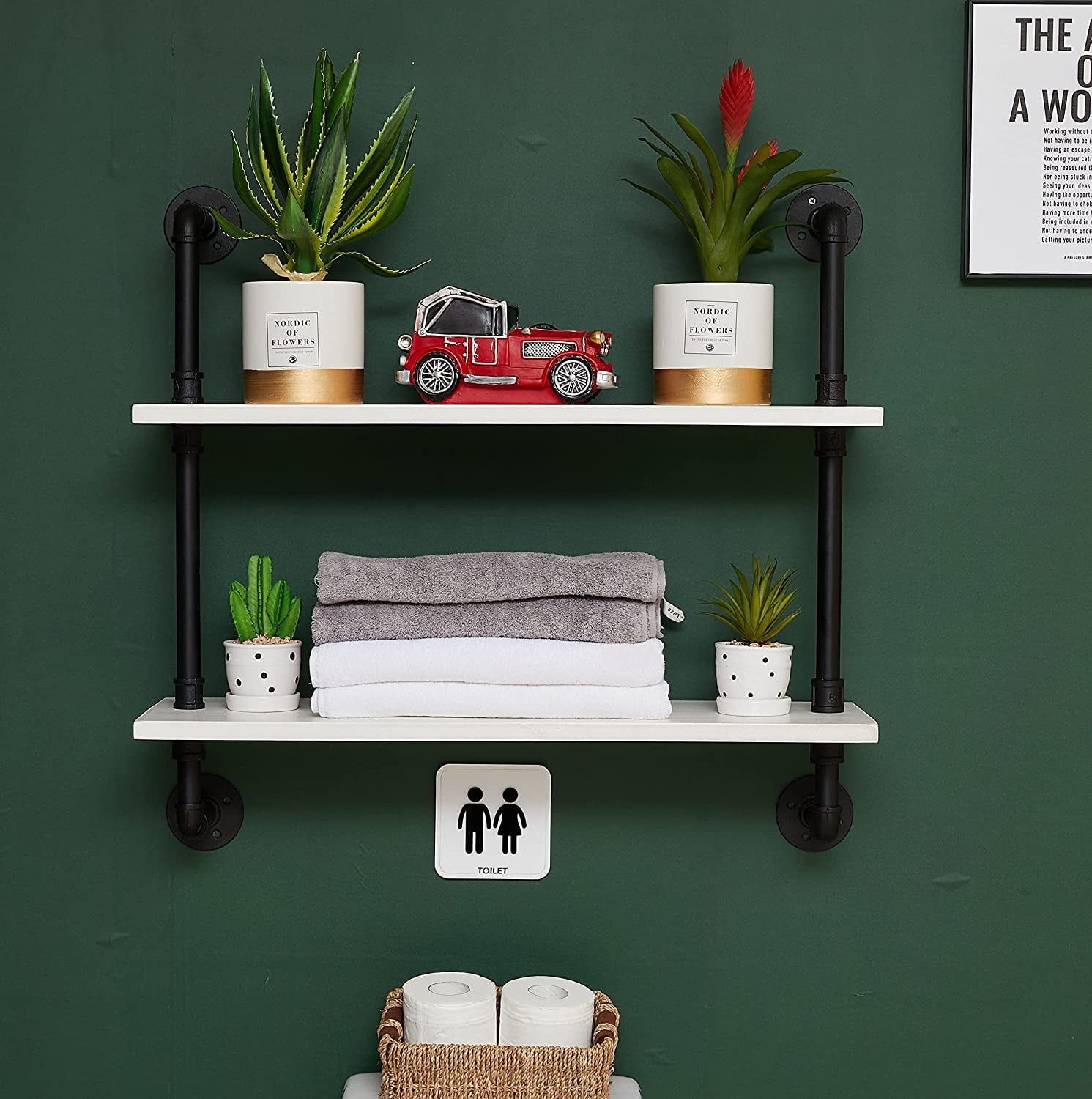 KESHENGDA Industrial Pipe Shelving Rustic White Pipe Wall Shelves