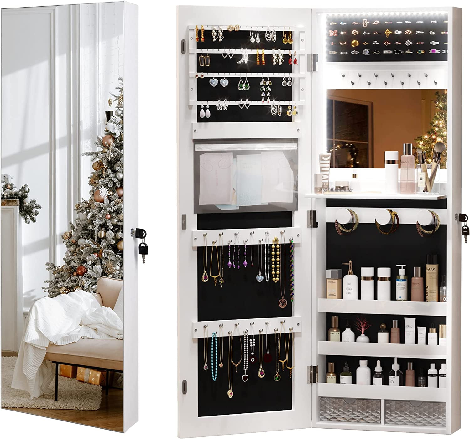 KESHENGDA LED Jewelry Mirror Wall Mounted/Over the Door