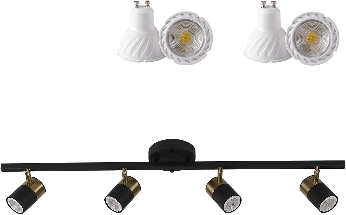 KESHENGDA LED Track Lighting Kit Adjustable Ceiling Spotlight Fixture with 5W GU10 Bulb Semi