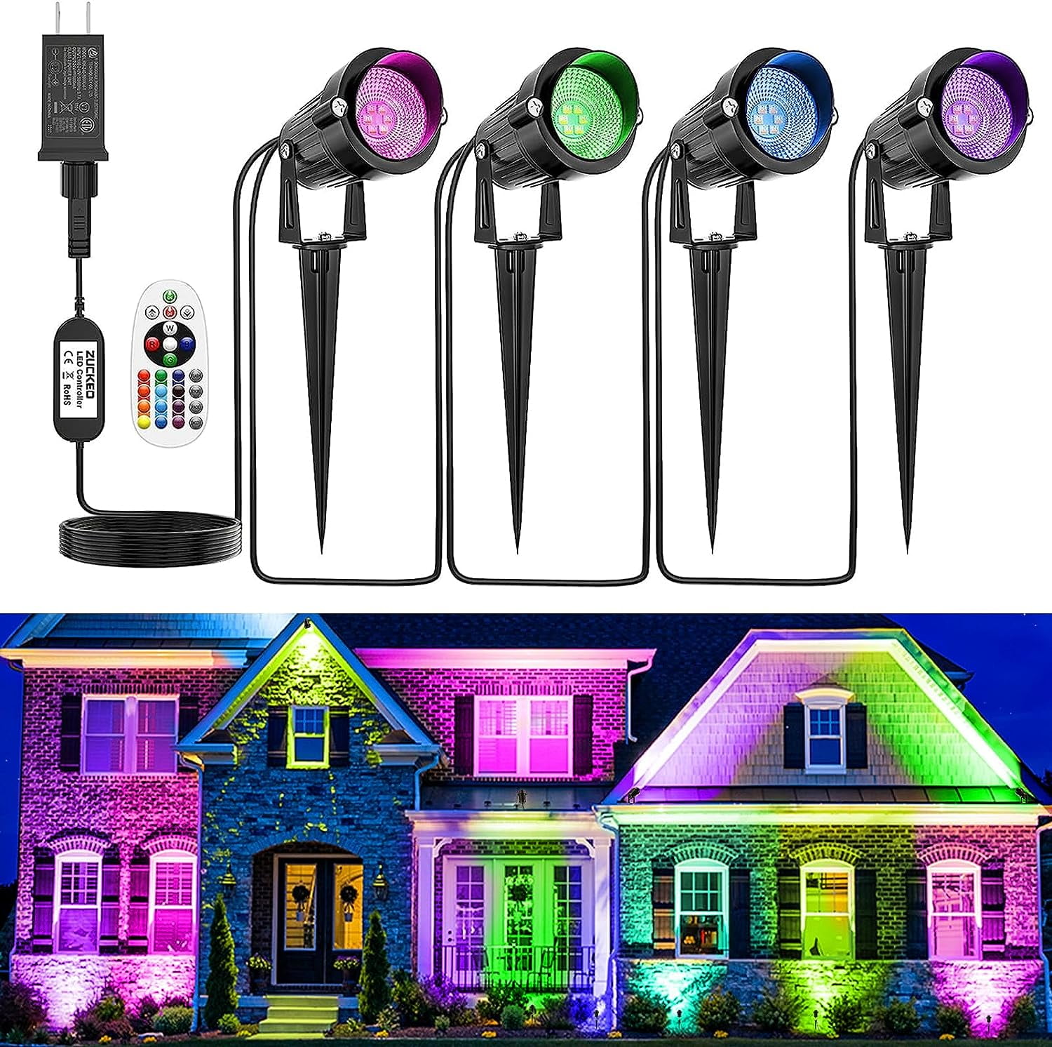 KESHENGDA Landscape Spotlights RGB Color Changing Landscape Lights Low