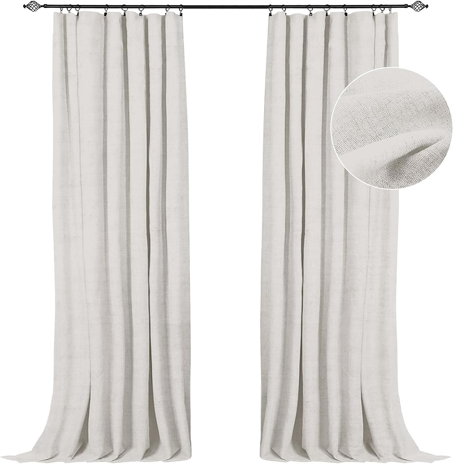 KESHENGDA Linen Blackout Curtains 108 Inches Long 2 Panels Set, Clip