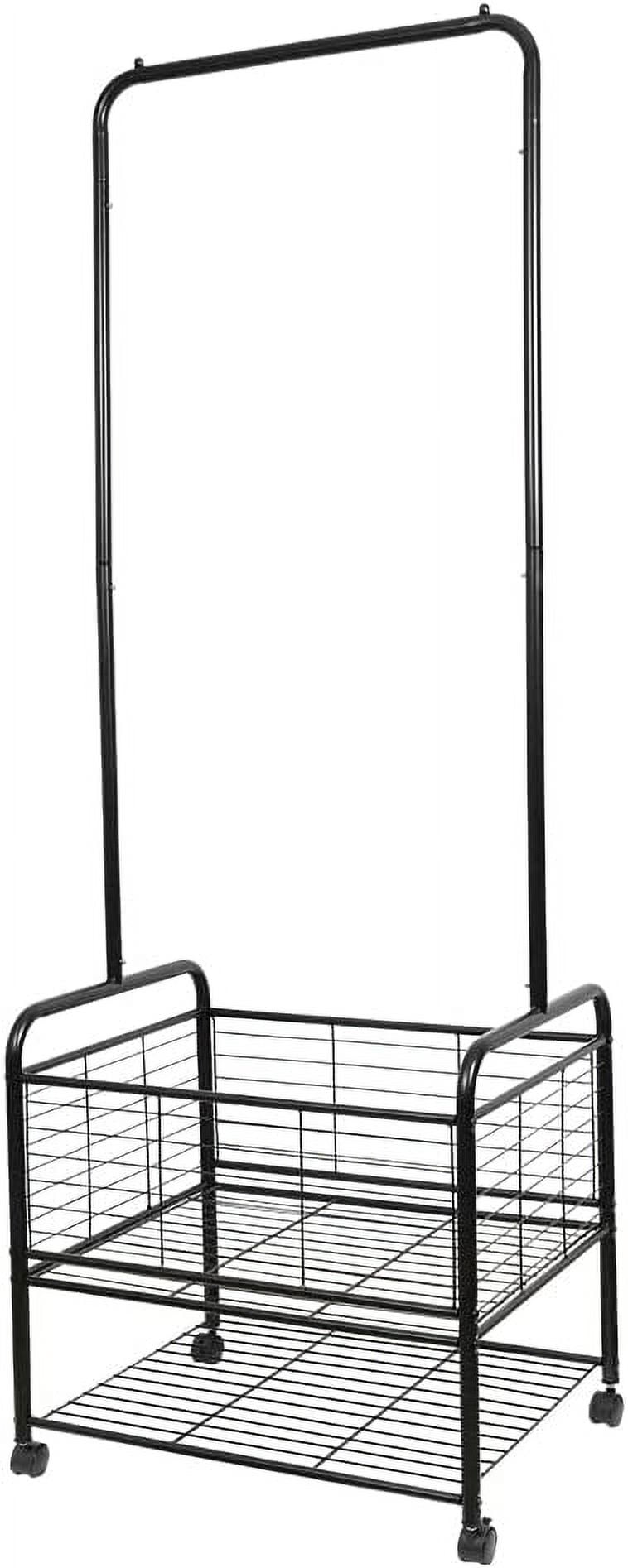 KESHENGDA Metal Rolling Laundry Hamper Butler Cart Basket with Hanging