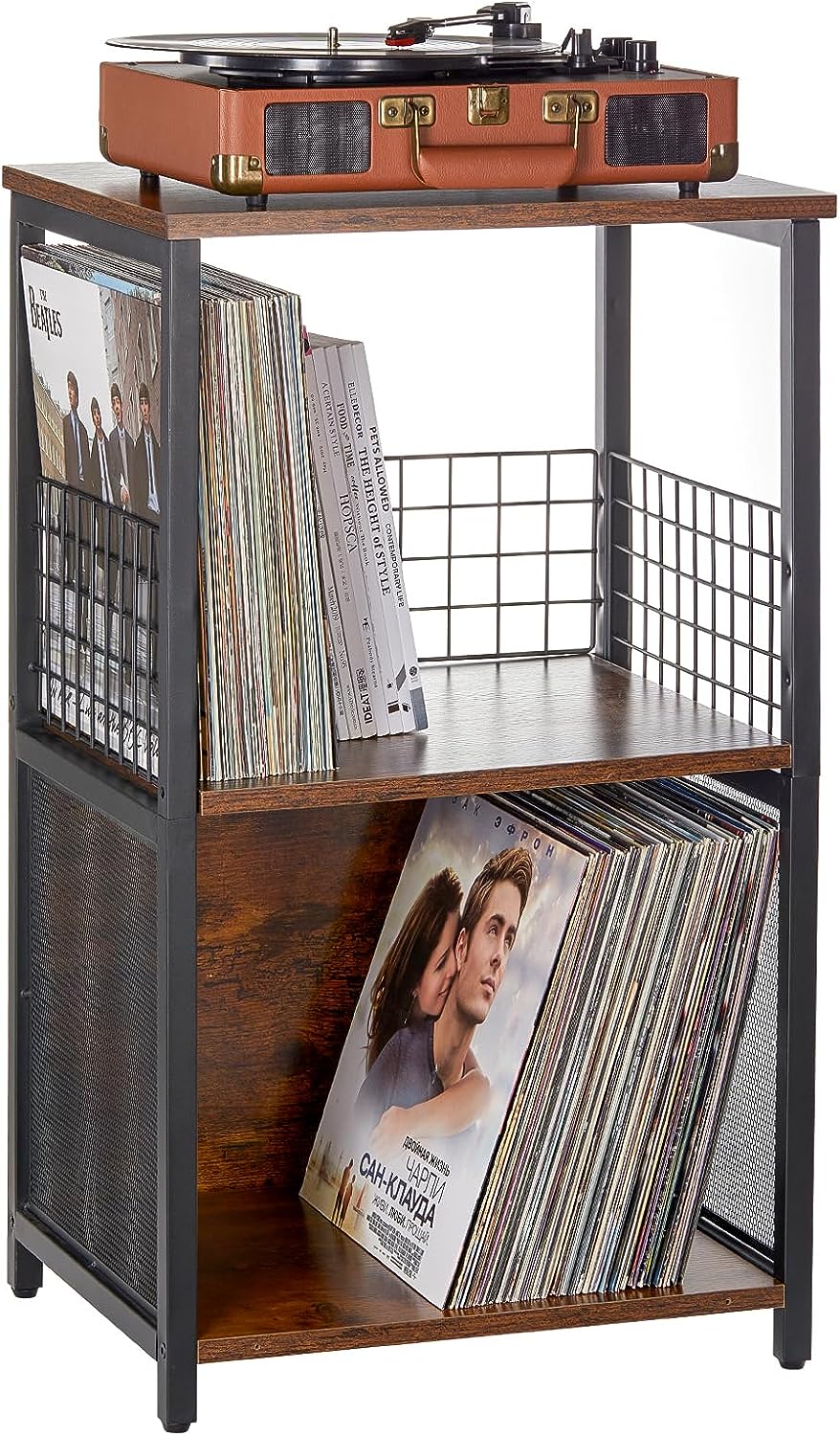 KESHENGDA Record Player Stand, Vinyl Record Storage Table with 2Tier