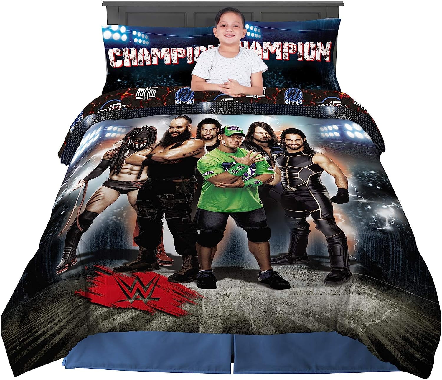 KESHENGDA WWE Armageddon Kids Bedding Comforter and Sheet Set, 5 Piece