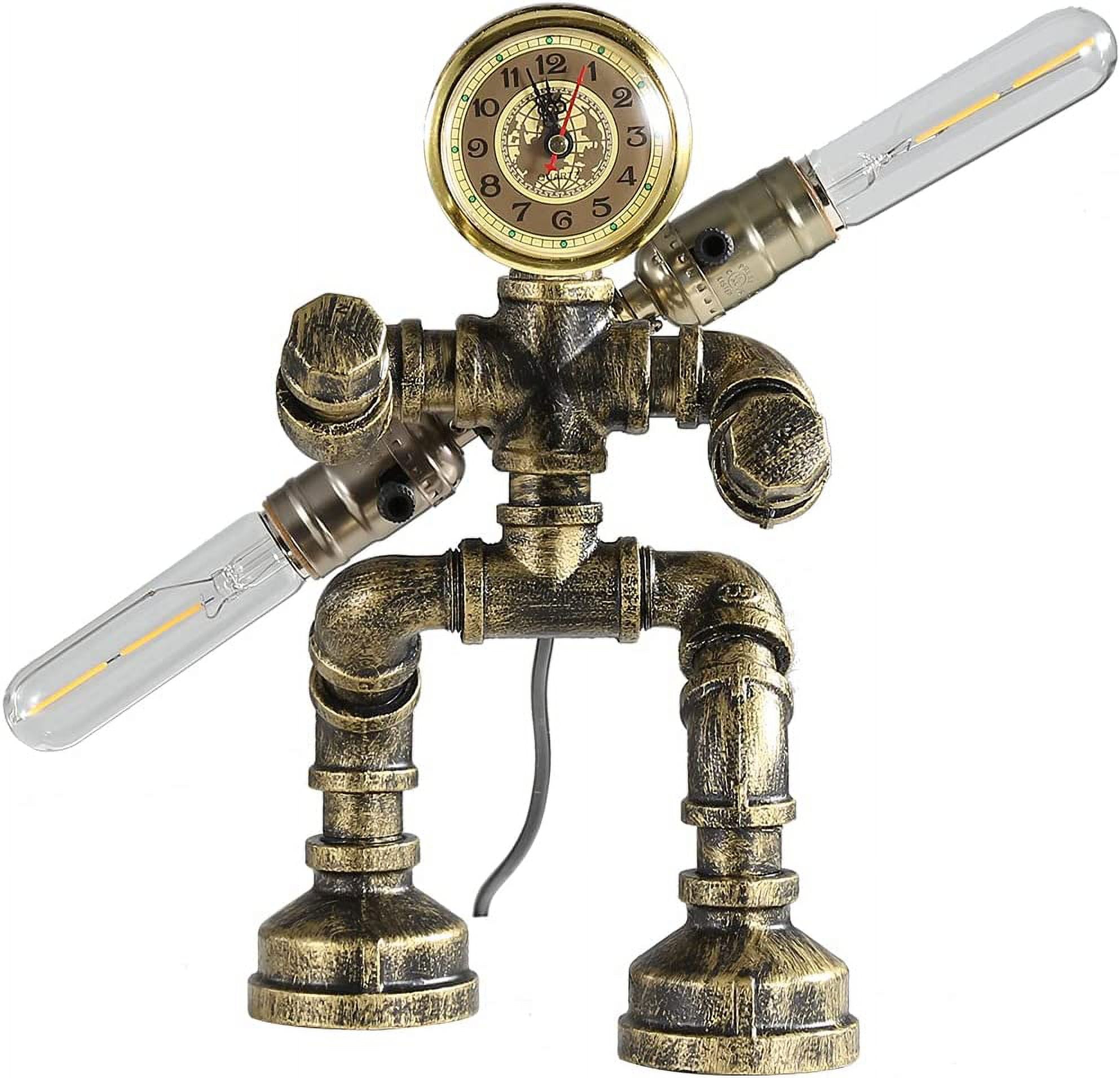 KESHENGDA Water Pipe Table Lamp Robot Style Retro Industrial Table Light Antique Steampunk