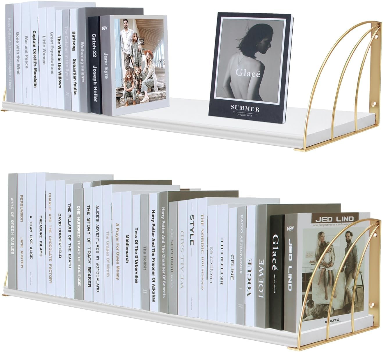 KESHENGDA White Gold Shelves Pine Wood Long 31.5×7.87 Inch White Gold