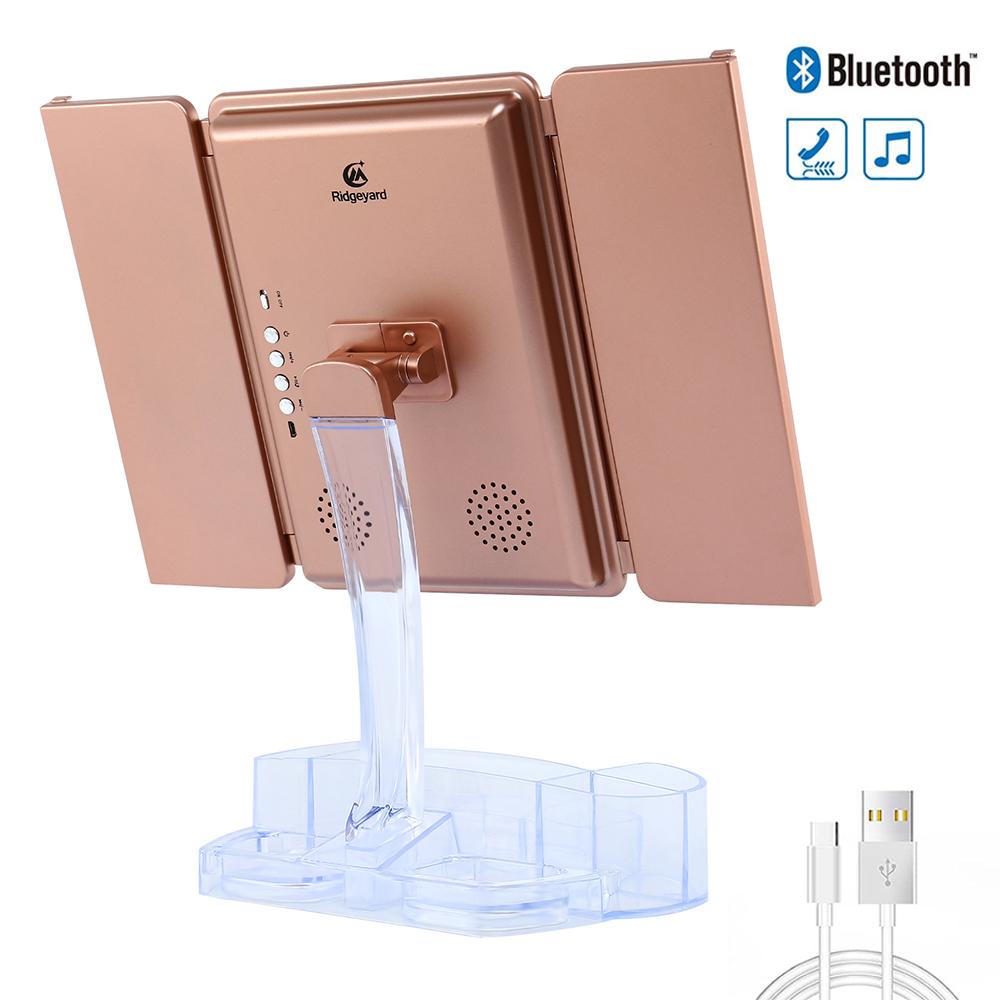 KESHIAA TriFold Makeup Mirror with Storage, 20 LED Vanity Mirror with Lights, 10x 3X 2X