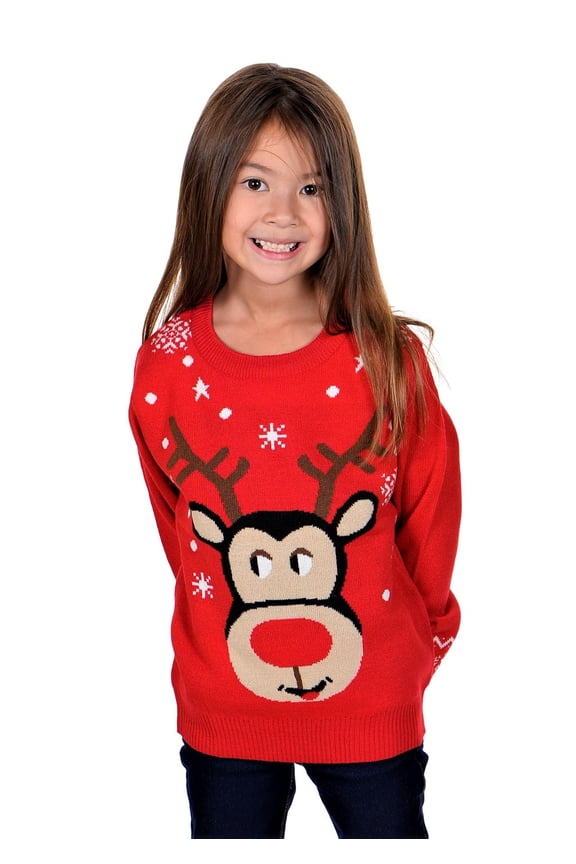 Children Happy Rudolph Ugly Christmas Sweater 2Y