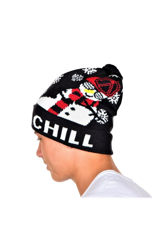 Chill Snowman Ugly Christmas Beanie One Size Dk Navy