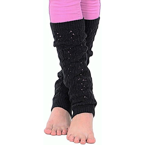 KESIS Women's Cable Knit Leg Warmers Knitted Crochet Long Socks Black