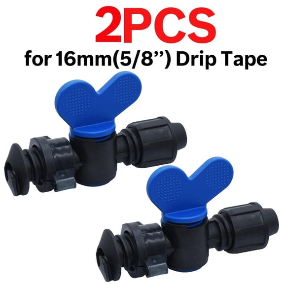 KESLA 2PCS 16mm 5/8'' Micro Irrigation Drip Tape Valve Connectors Tee End Fittings Threaded Lock Pipe Hose Joints Garden
