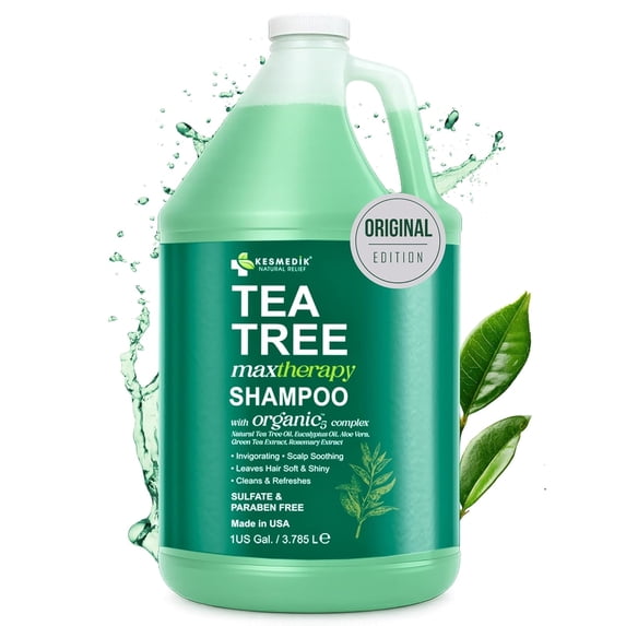 KESMEDIK Tea Tree Oil Shampoo MaxTherapy, Clarifying Deep Clean for Buildup, Dandruff & Cools Refreshes Itchy Scalp, Sulfate-Free for Oily Hair, Women & Men, 16 fl oz