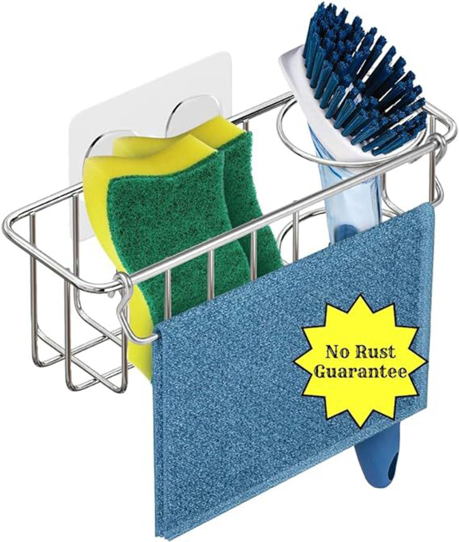 Sponge Holder with Dish Cloth Hanger for Kitchen Sink, in-Sink Caddy