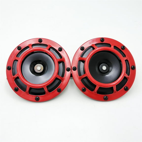 KESSOCCO 2Pcs 12V 115DB Red Train Horn Super Loud Electric Snail Air Horn Fit for Motorcycle Car Truck