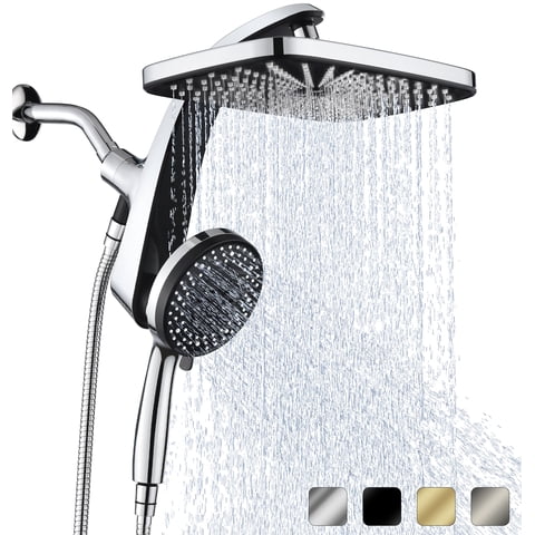 KESTE 12 Inch High Pressure Rain Shower Head with Handheld Spray Combo, 3+8+1 Spray Setting, Built-in Magnetic Docking, Dual Showerheads for Bathroom, Anti-Clog,Silver Chrome