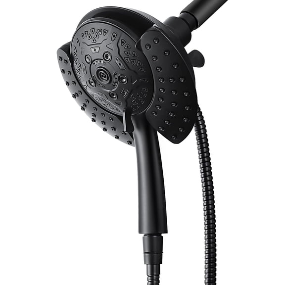 KESTE High Pressure Rain Shower Head with Handheld Spray Combo: 2-in-1 Shower Combo with 7.2" Rainfall Shower Heads & Detachable Handheld, Dual Showerheads for Bathroom, Black