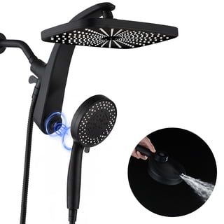 KESTE 12 Inch Shower Head with Handheld Combo, High Pressure Rain Showerheads with 9 Modes Handheld Shower, Magnetic Docking, Detachable Dual Shower Heads for Bathroom, Black