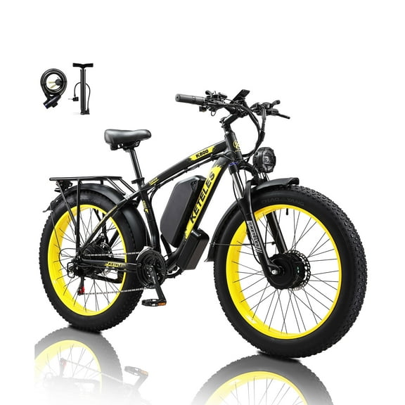 KETELES Electric Bike for Adults,Dual Motor Ebike Peak 4000W ， 26" Fat Tire Electric Mountain Ebike, 48V 23AH UL 2849.