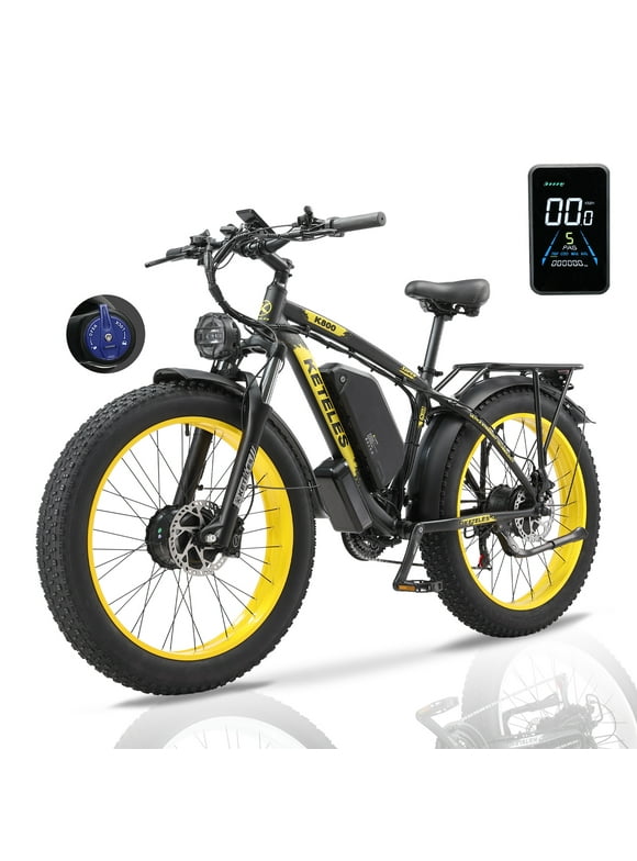 KETELES 2000W Electric Bike for Adults, 26" Fat Tire Electric Commuter Bicycle, Electric Mountain Bicycle Beach Snow Bike Ebike E-bike with 48V 23AH Removable Battery