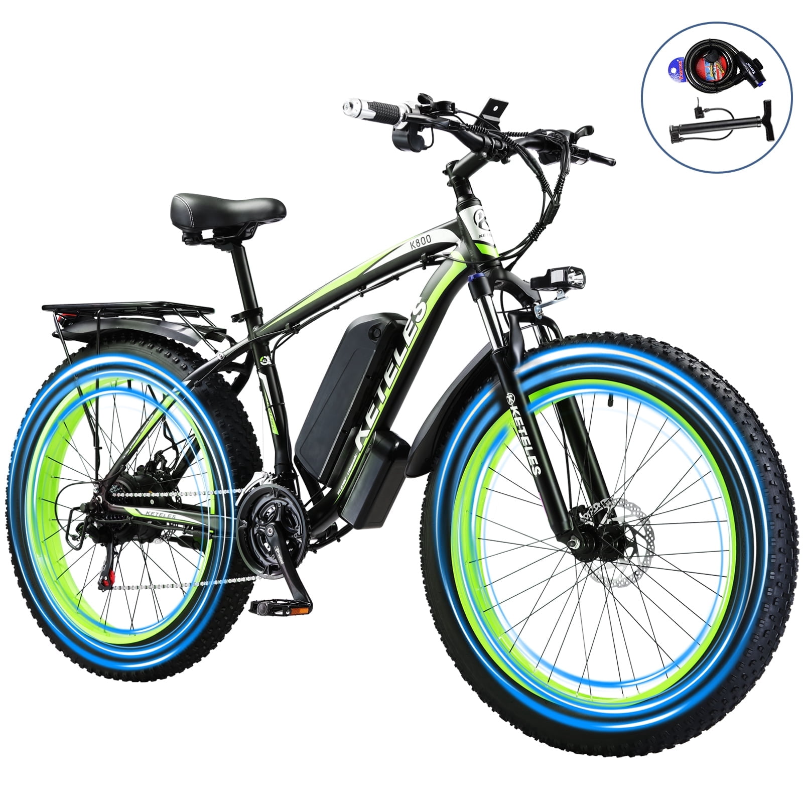 KETELES 26" Fat Tire Electric Mountain Bike for Adults, 750W Ebike, 21 Speed Electric Bicycles, 48V 15Ah Removable Battery, 60Miles Long Range, Dual Hydraulic Brakes, UL2849