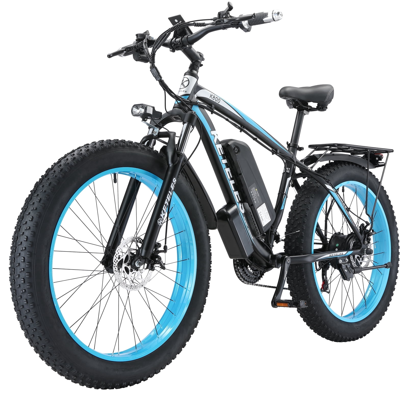 KETELES Electric Bike for Adults , AWD Peak 1000W, 26'' Fat Tire Mountain Ebikes with 48V 23AH Battery Front suspension ​​Electric Bicycle, 21 Speed Dirt Bikes UL 2849.