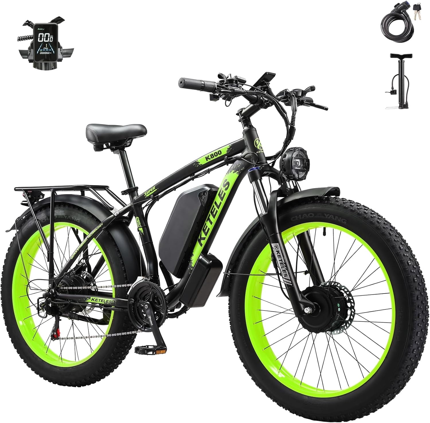 KETELES Electric Bike for Adults,Dual Motor Ebike Peak 4000W ， 26" Fat Tire Electric Mountain Ebike, 48V 23AH UL 2849.
