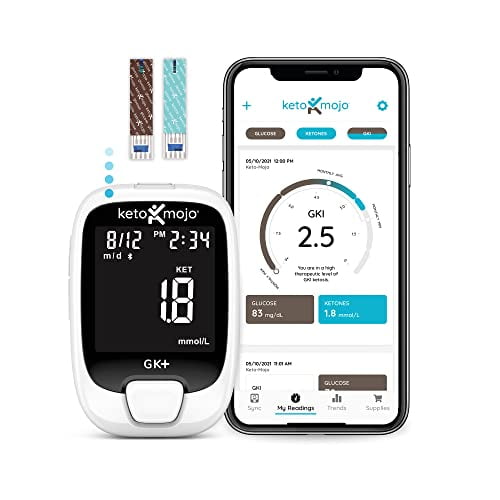 KETOMOJO GK+ Bluetooth Glucose & Ketone Testing Kit + Free APP for